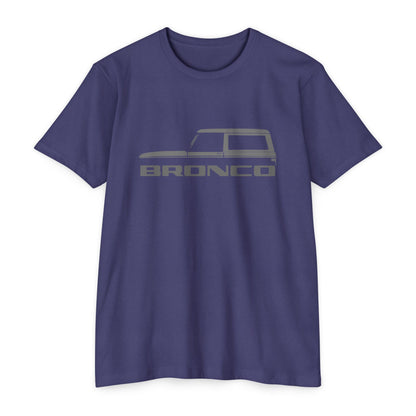 Bronco graphic tee in navy blue, perfect for gifts or casual wear, showcasing love for Broncos.